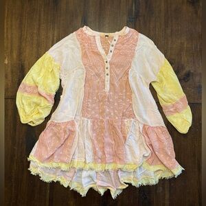 Pink and Yellow Boho Top